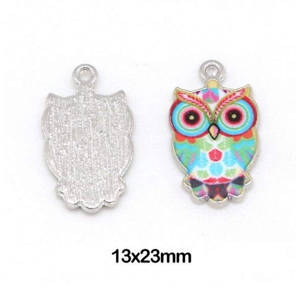 🔴 5 for $10 ONE Bright Owl Pendant Zinc Alloy Enamel - Picture 3 of 7